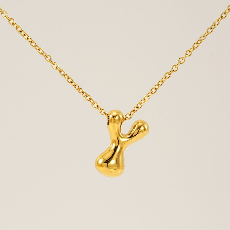 Gold color / 1 Piece Simple Series Daily Letter Y Titanium Steel 18K Gold Plated Unisex Pendant Necklaces Picture25